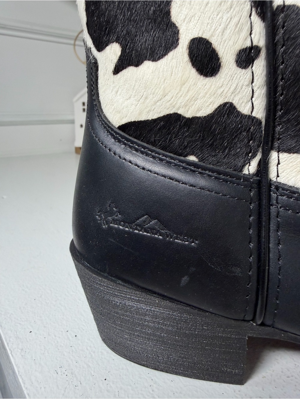 **SOLD**Montana West Cow Print Cowboy Boots Women's 8.5 Black Leather Western - Picture 6 of 11